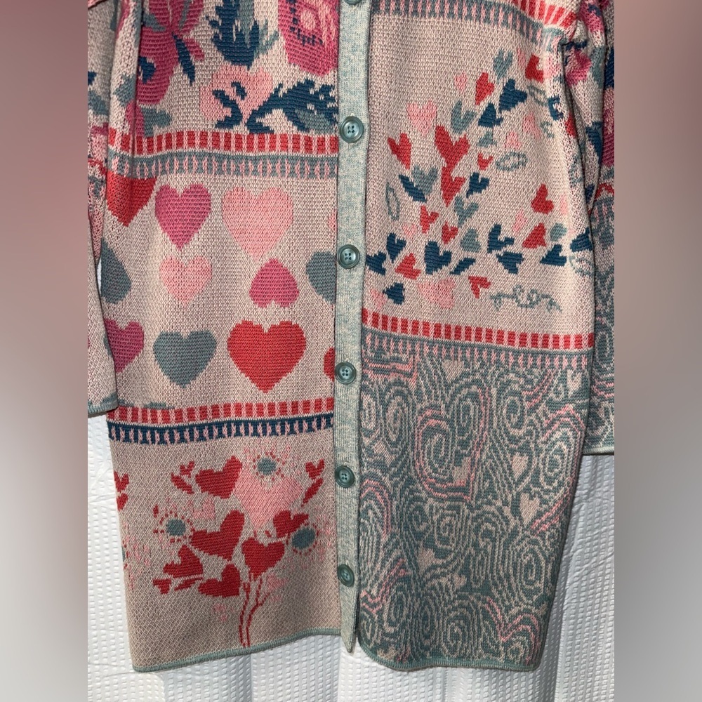Coldwater Creek women's cardigan heart floral sweater size L - Picture 3 of 9